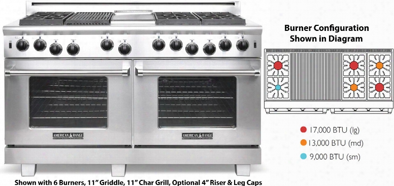 Arr-660x2grl 60" Cuisine Series Gsa Range With 2x 4.4 Cu. Ft. Oven Capacity 6 Sealed Burners 22" Grill Convection Oven With Infrared Broiler In Spotless