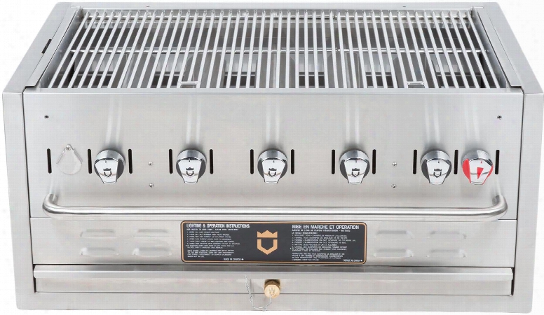 Bi-36-ng 36" Built-in Natural Gas Grill With 5 Stainless Steel Burners 304 Stainless Steel Grids Water Pan  And 16 Ga Stainless Steel Radiants In Stainless