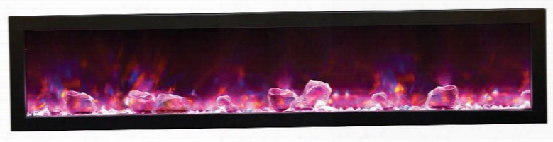 Bi88slimod 88" Outdoor Electric Built-in Fireplace With 4 Stage Front Lighting Hard Wire Ready Remote Control And Steel Surround In Black