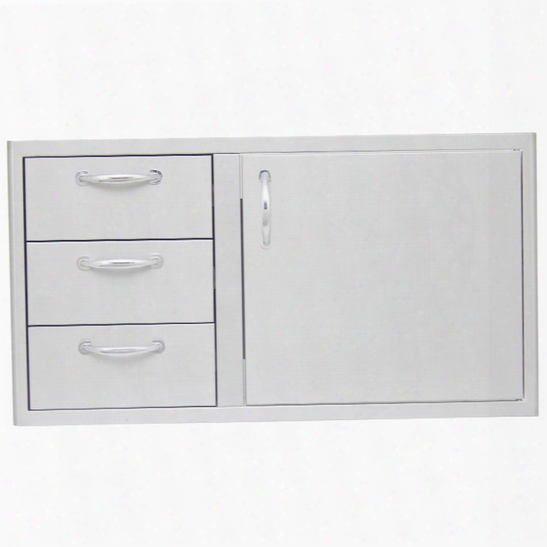 Blz-ddc-39r Door-drawer Combo With 304 Stainless Steel Construction Rounded Handles And 3 Drawers In Stainless