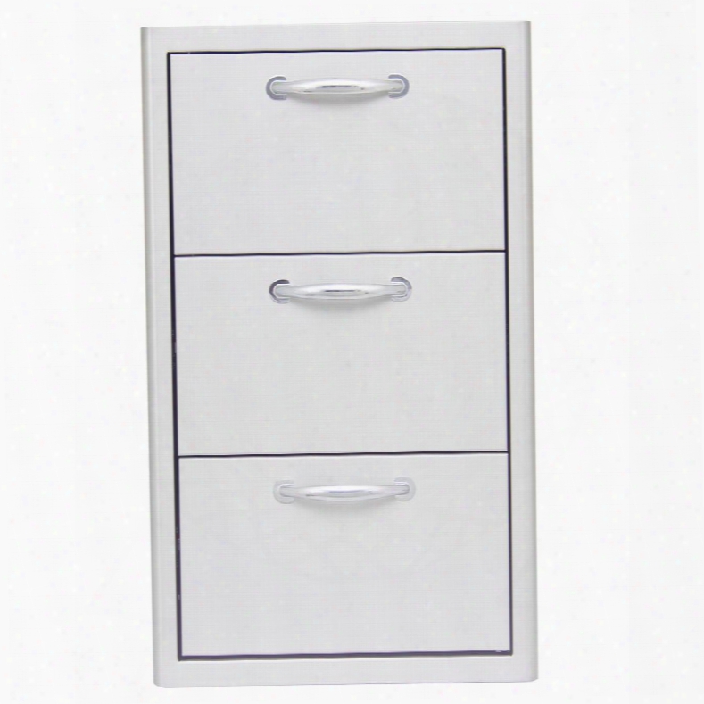 Blz-drw3-r 16" Commercial Grade Triple Access Drawer With Heavy Duty Sliding Drawer Mechanism In Stainless