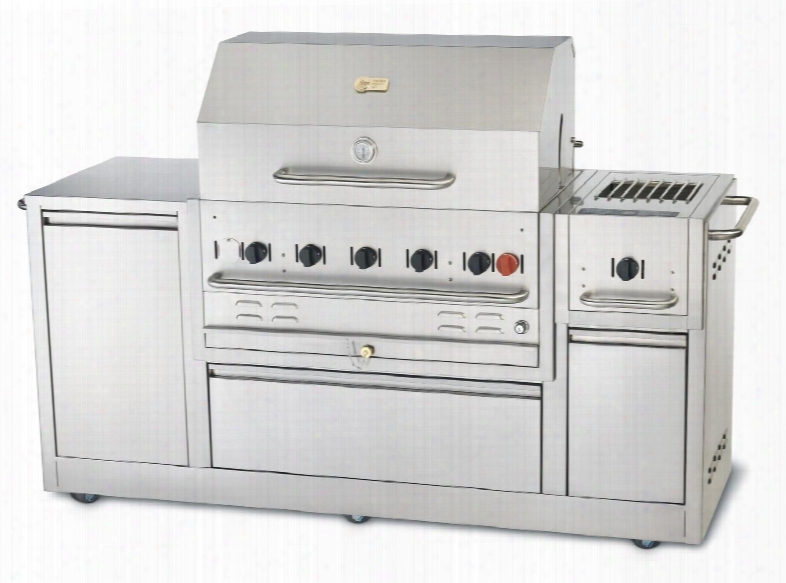 Cv-mbi-80ng 79.375" Wide Complete Island Grill With 36" Grill Side Burner Large Storage Compartments 5 Burners And 79 000 Btu/h In Stainless Steel: Natural