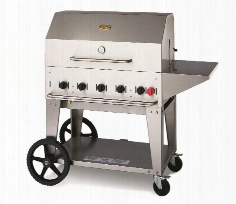Cv-mcb-36pkg-ng 5-pc Grill Package With Cv-mcb-36-ng Natural Gas Grill Removable End Shelf Bbq Cover Bun Rack And Roll Dome In Stainless