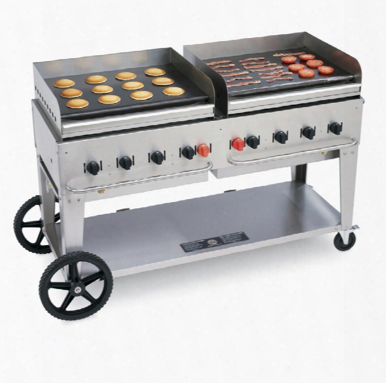 Cv-mg-60-ng 69" Wide Mobile Natural Gas Griddle With 129 000 Btu/h 8 Burners 58" Cooking Surface Pro Griddle Plates Splash Guard And Removable Grease Tray
