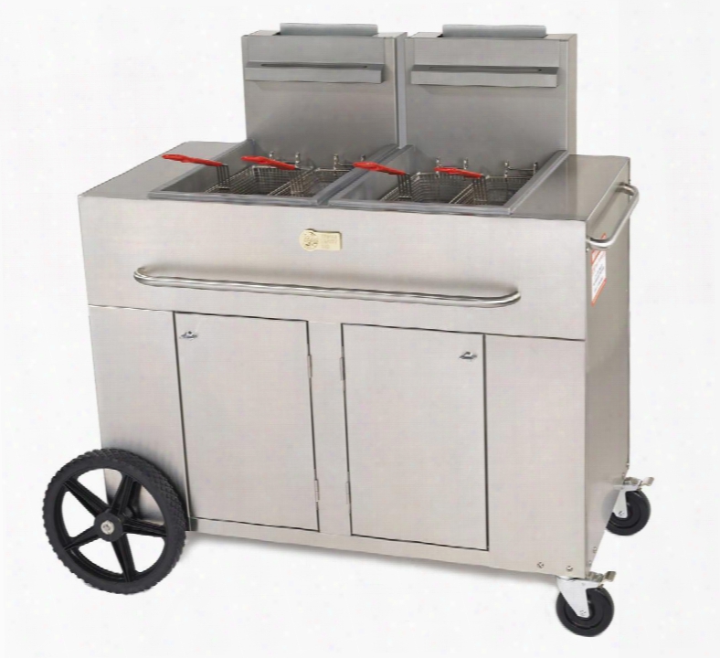 Cv-pf-2ng 53" Double Tank Outdoor Portable Fryer With 180 000 Btu/h 80 Lbs. Capacity Millivolt Thermostat Control Four Fry Baskets And Heat Exchanger Tubes