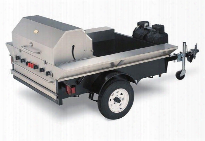 Cv-tg-2 69" Wide Towable Grill With 99 000 Btu/h 6 Burners Propane Bracket Water Pan With Drain Port And 13" Tire Rims In Stainless