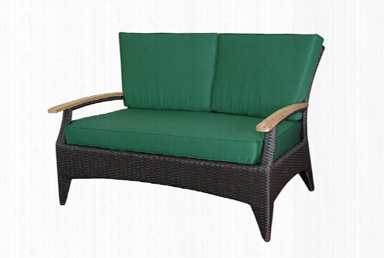 Ds-016ls 1 Bellagio Deep Seating Love Seat W/ Teak Wood Arm