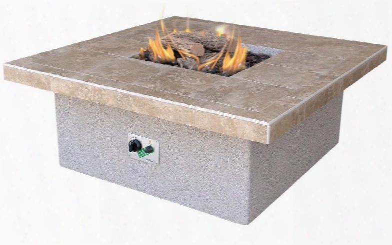 Fpt-s301 48"w X 48"d X 20"h Fire Pit With Tempered Glass Top Four Piece Log Set Lava Rocks 55 000 Btus And Piezzo Ignition System: Liquid Propane Or Natural