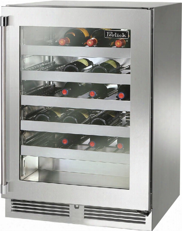 Hp24wo-3-4r 24" Signature Series Outdoor Right Hinge Glass Door Wine Reserve With 40 Wine Bottle Capacity Rapidcool Forced-air System And Stainless Steel