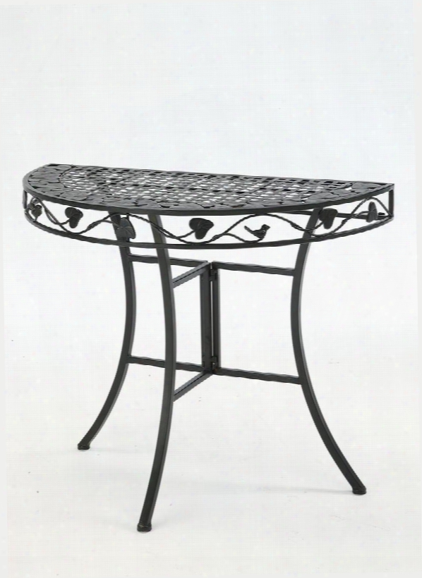 Ivy Collection 123780 36" Ivy League Multi-use Two Half Round Table With Decorative Ivy Pattern Apron And Lattice Metal Table Top In Mesa