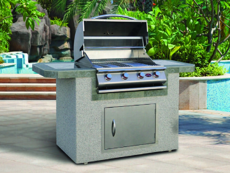 Lbk601 70.75" Wide Bbq Island With 4 Burner Liquid Propane P4 Grill Rotisserie Burner Outdoor Electrical And 27" Access