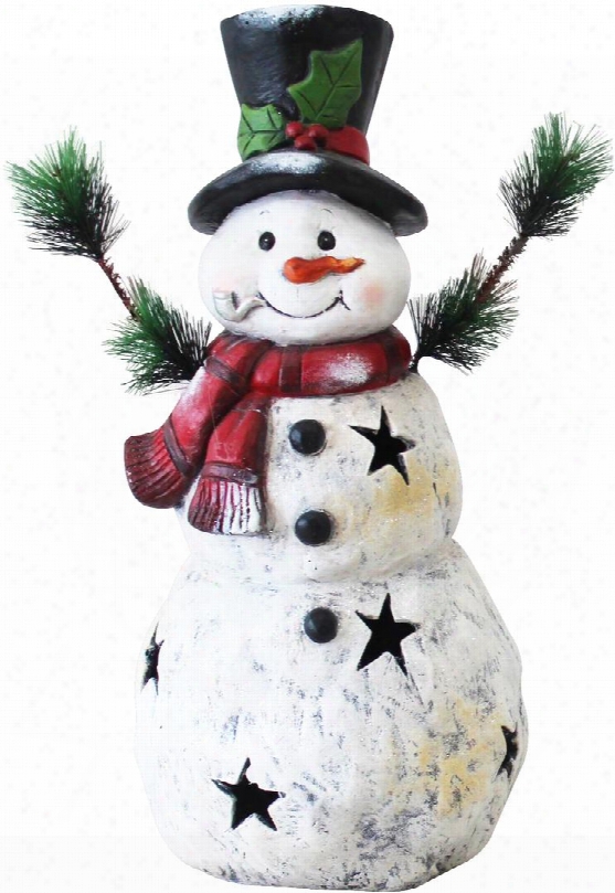 Mcc302 22" Christmas Snowman Statuary With Black