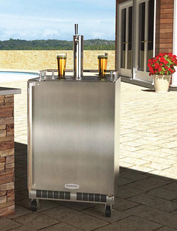 Mo24bssmrs 24" Mobile Single-tap Outdoor Beer Dispenser With Half-barrel Capacity 2 Stow-on-board Refrigerator-convertible Shelves Standard Door Lock 5 Lb.