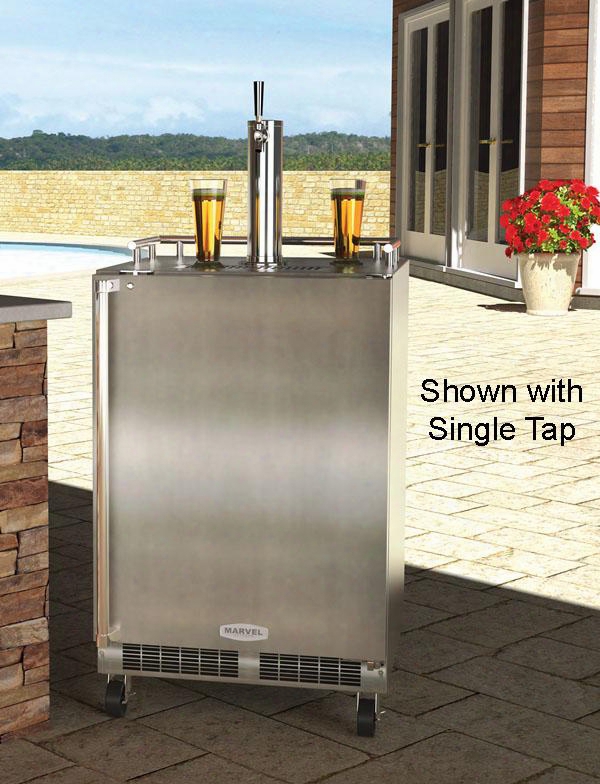 Mo24btsmrs 24" Mobile Twin-tap Outdoor Beer Dispenser With Half-barrel Capacity 2 Stow-on-boaard Refrigerator-convertible Shelves Standard Door Lock 5 Lb.
