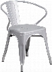 CH-31270-SIL-GG 21.5" Bistro Chair with Integrated Arms Lightweight Design Curved Back Powder Coat Finish and Galvanized Steel Construction in