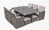 VGUBBARCELONA-RECT Renava Barcelona - Rectangular Compact Table 6 Fold-out Chairs and 6 Individual Ottoman Patio