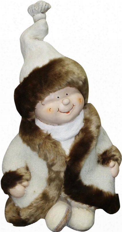Qwr580 19 Boy With White/brown Coat And Hat Sitting Cross