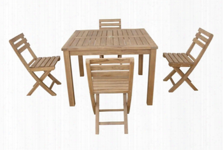 Set-212 5-piece Dining Set With 42" Montage Square Table And 4 Alabama Folding