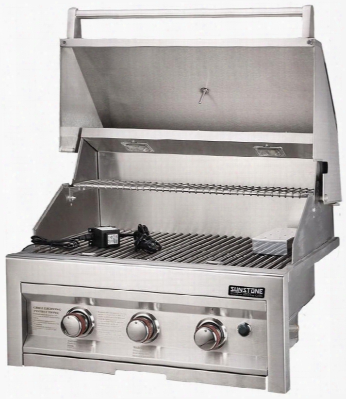 Sun3b-lp 28" Sunstone Series Built-in Liquid Propane Grill With 3 Stainless Steel Burners Wind Guard Drip Tray Warming Rack And Smoker Box In Stainless