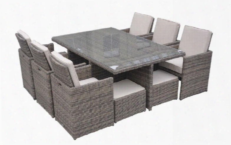 Vgubbarcelona-rect Renava Barcelona - Rectangular Compact Table 6 Fold-out Chairs And 6 Individual Ottoman Patio