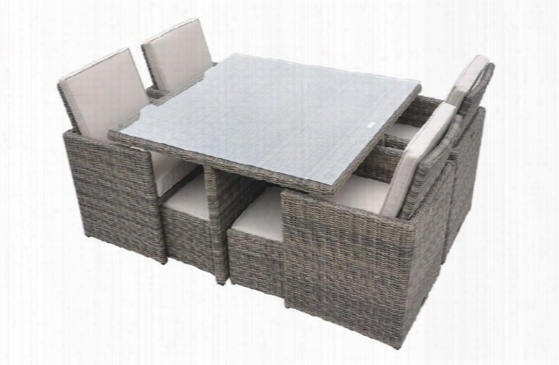 Vgubbarcelona-sq Renava Barcelona - Square Compact Table 4 Fold-out Chairs And 4 Individual Ottoman Patio