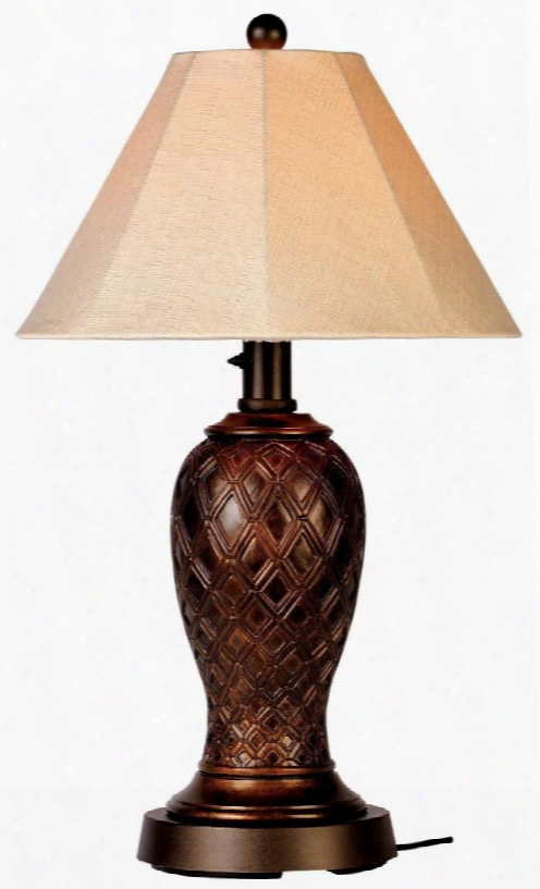 20937 Monterey Outdoor Table Lamp With Antique Beige Linen Sunbrella Shade 16 Ft. Power Cord And Two Level Dimming