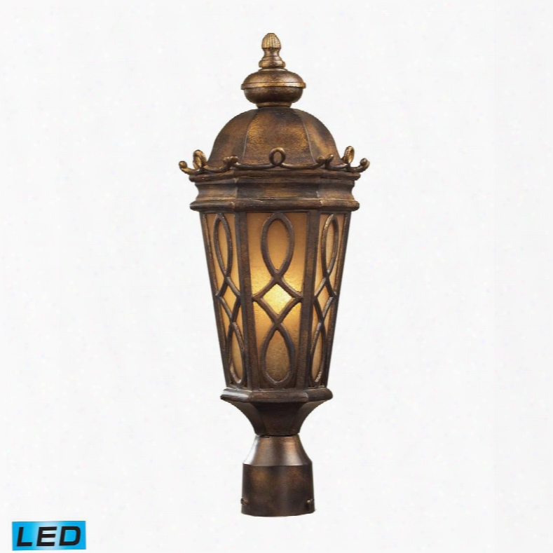 42004/2-led Burlington Junction 2 Light Post Light In Hazlenut Bronze And Amber Scavo Glass -