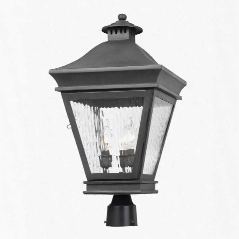 5723-c Outdoor Post Lantern Landings Collection In Solid Brass In A Charcoal