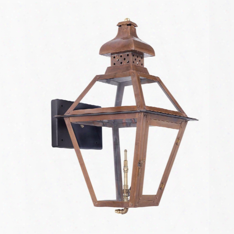 7917-wp Outdoor Gas Wall Lantern Bayou Collection In Solid Brass In An Aged Copper