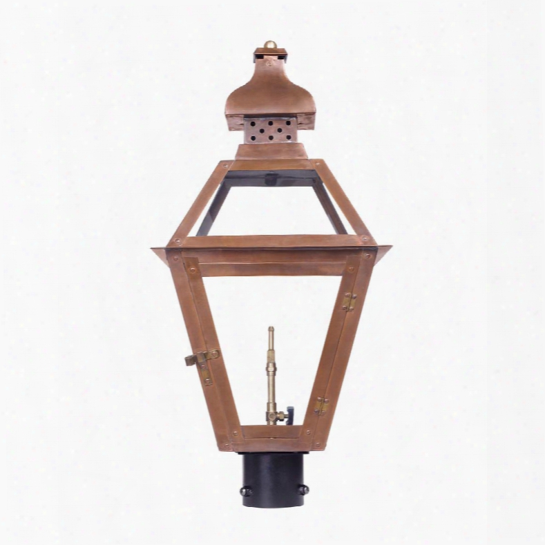 7918-wp Outdoor Gas Post Lantern Bayou Collection In Solid Brass In An Aged Copper
