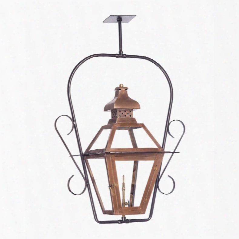 7920-wp Outdoor Gas Ceiling Lantern Bayou Collection In Solid Brass In An Aged Copper