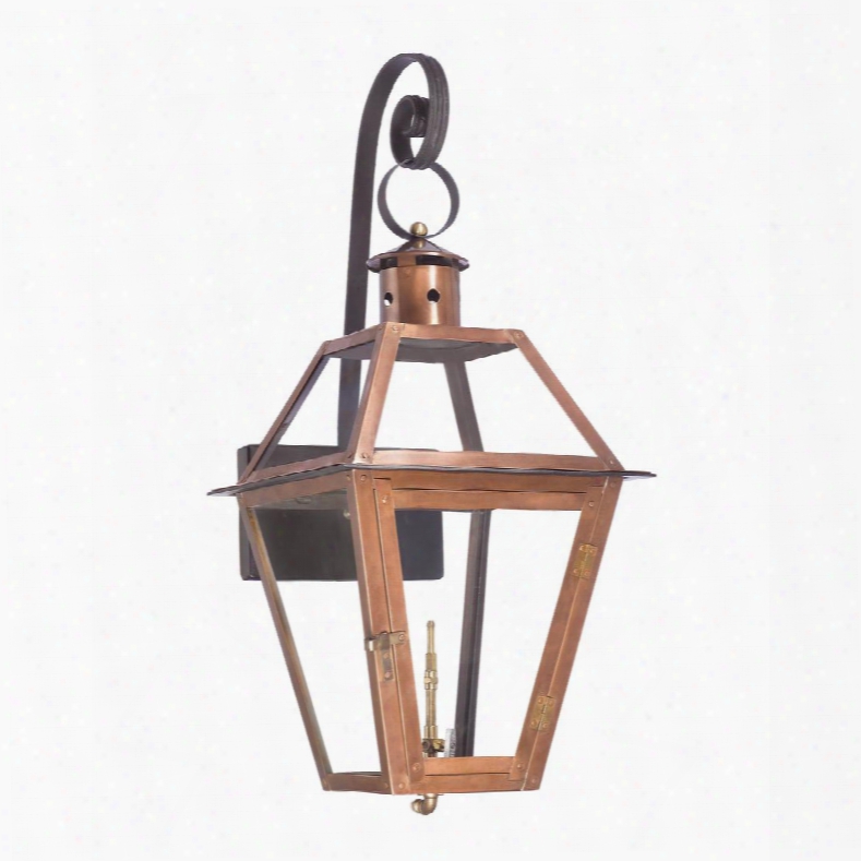 7935-wp Outdoor Gas Shepherd's Scroll Wall Lantern Grande Isle Collection In Solid Brass In An Aged Copper