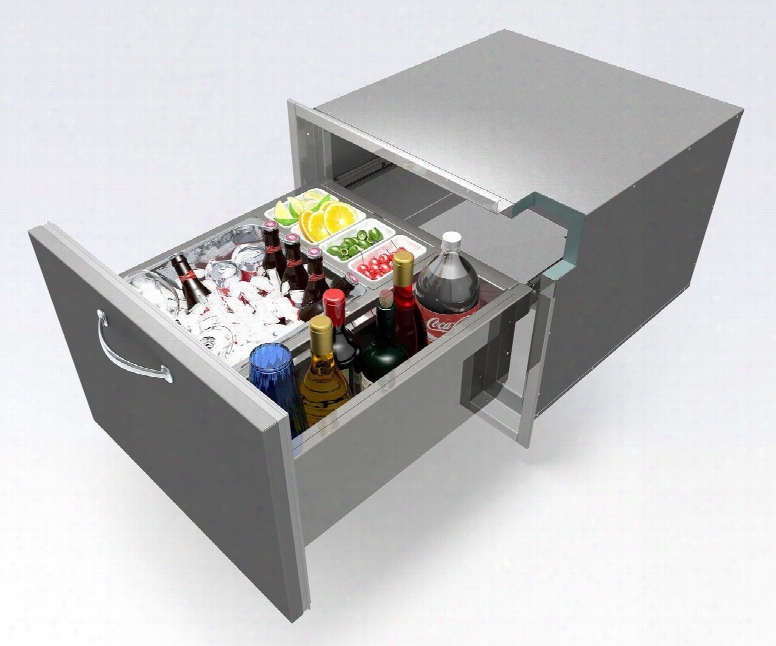 Ab-id 26" Insulated Undercounter Ice Drawer And Beverage Center With All Stainless Steel Construction 4 Condiment Pans And 1-inch Thick Foam Insulation In