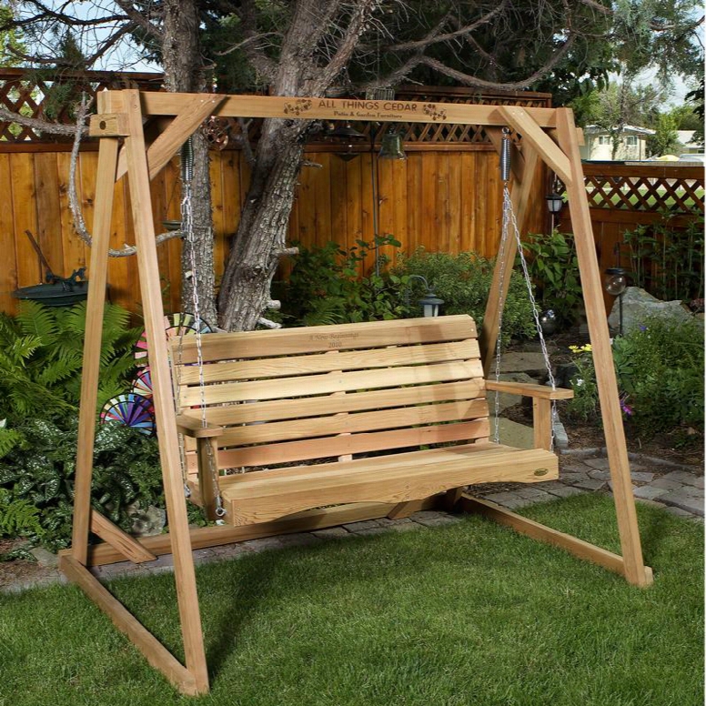 Af90-s 5' Swing And A-frame Set With Western Red Cedar Construction Sanded Finish And 2 Hanging