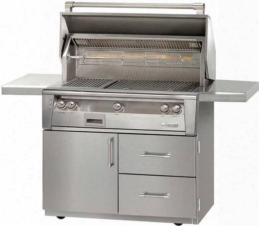 Alx242szcdng 42" Natural Gas Grill On Deluxe Cart With 770 Sq. In. Cooking Surface Infrared Sear Zone Integrated Rotisserie Motor 3 Stainless Steel Main