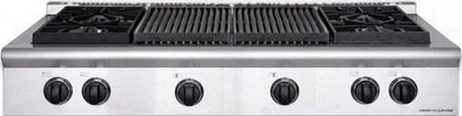 Arobsct-448x2gr-n 48" Performer Series Natural Gas Rangetop With 4 Open Gas Burners And 22" Char Grill Automatic Electronic Ignition And Commercial Grade Cast