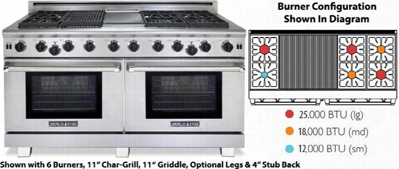 Arrob-660x2grl Performer Series 60" Liquid Propane Range With 6 Lift-off Open Gas Burners Two 11" Wide Char-grills And Two 30" Innovection Ovens In