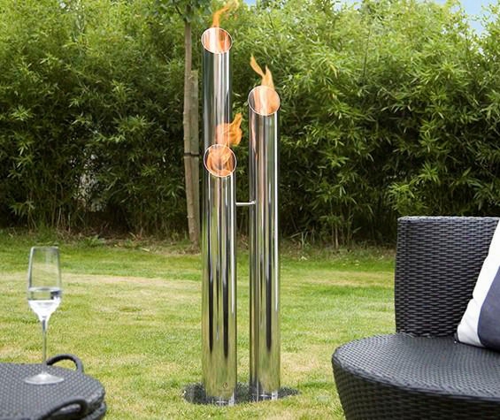 Bb-pl Pipes Large Outdoor Bio Ethanol Fireplace With 1 Adjustable Round Burner 6824 Btu Heat Capacity Extinguish Tool And Stainless Steel