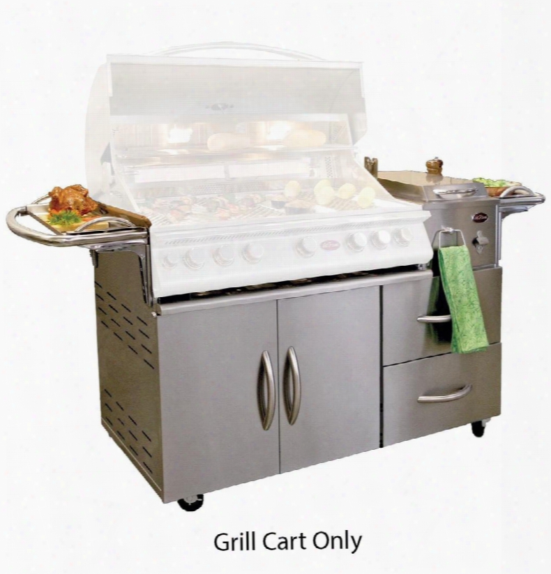 Bbq10445kdb A-la Cart Deluxe Grill Cart With Two Drawers Casters Adjustable Size And Metal Construction In Stainless