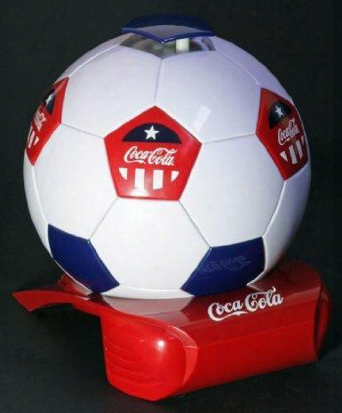 Ccsb5 Coca Cola Soccer Ball Cooler With State-of-the-art Thermoelectric Cooling And Push Top Lid In White Red And