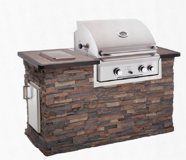 Dc430-ds-60c Fire Magic 430 Fiber Reinforced Concrete Base With Midnight Copper Granite Countertop Grill And Door Sold