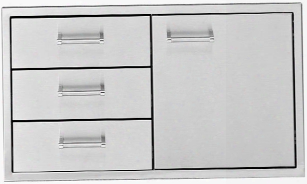 Dhdd363-b 36" Built-in Door With 3 Drawers 304 Stainless Steel Construction And One-piece 18 Gauge Frame In Stainless