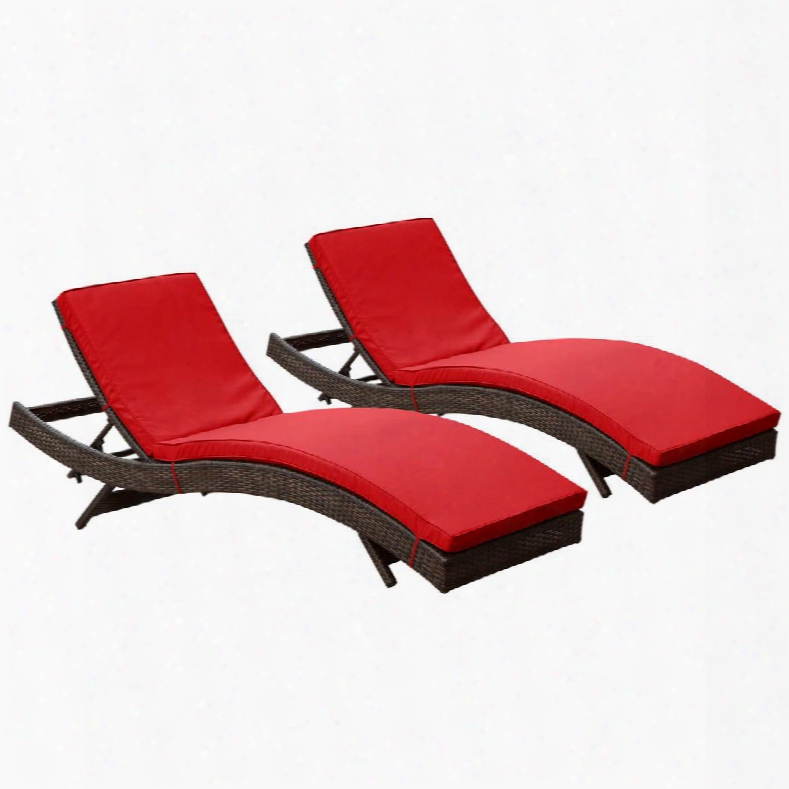 Eei-1172-brn-red Peer Chaise Outdoor Patio Set Of 2 In Brown Red