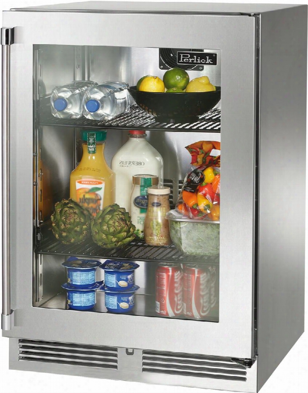 Hp24ro-3-4r 24" Signature Series Outdoor Right Hinge Glass Door Undercounter Refrigerator With 5.2 Cu. Ft. Capacity Rapidcool Forced-air System And Stainless