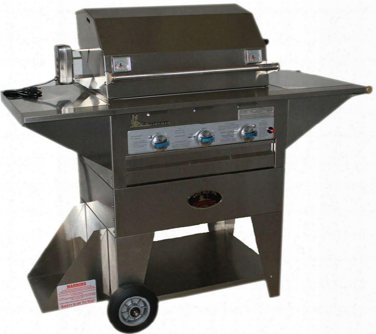 Lm21028mp Masterpiece Series Mobile 36 00 0 Btu Barbeque With 3 Durite Stainless Steel Burners 8" Heavy Duty Wheels And 115 Volt