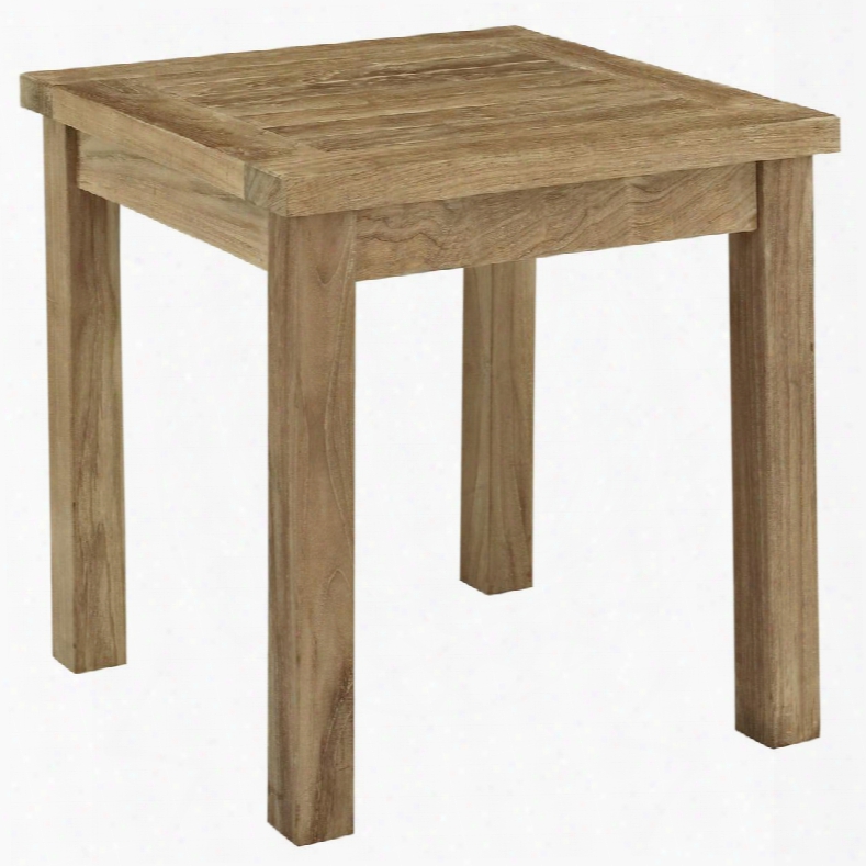 Marina Collection Eei-1155-nat 19&quott; Outdoor Patio Teak Side Table With Grade A Premium Teak Richly Textured Wood Graining And Apron In Natural