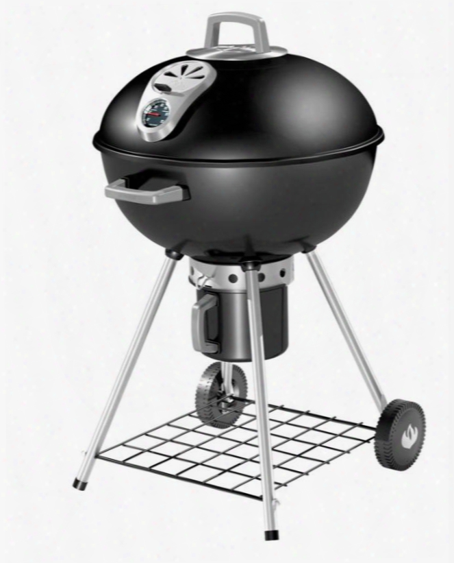 Nk22ck-l-1 Charcoal Series Rodeo Pro Kettle Charcoal Grill With 365 Sq. In. Cooking Area Platinum Porcelain Enamel Lid Adjustable Air Control Accu-probe