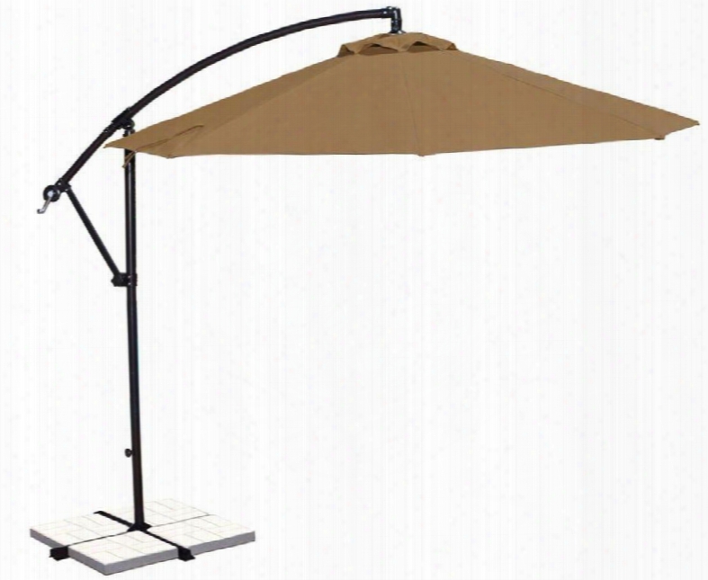 Nu6400st Santiago 10' Octagon Canopy Cantilever Umbrella With A Neutral Bronze Finished Aluminum Pole 8 Canopy Ribs Crank Handle And Manual Tilt: Stone