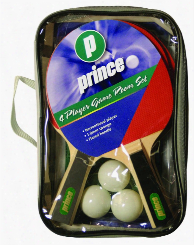 Pgs42010 4 Player Table Tennis Game Room Set With 4 Rackets Net And Post Set 3 Quality White Balls And Storage