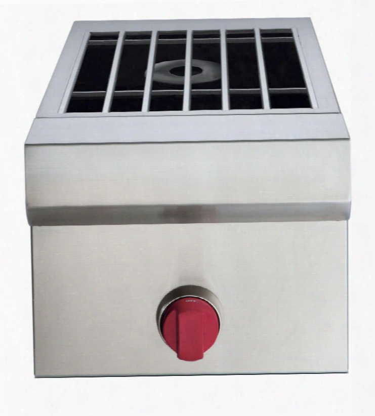 Sb13-lp 13" Side Burner With Stainless Steel Burner Grates Stainless Steel Cover And Wolf Red Knobs In Stainless